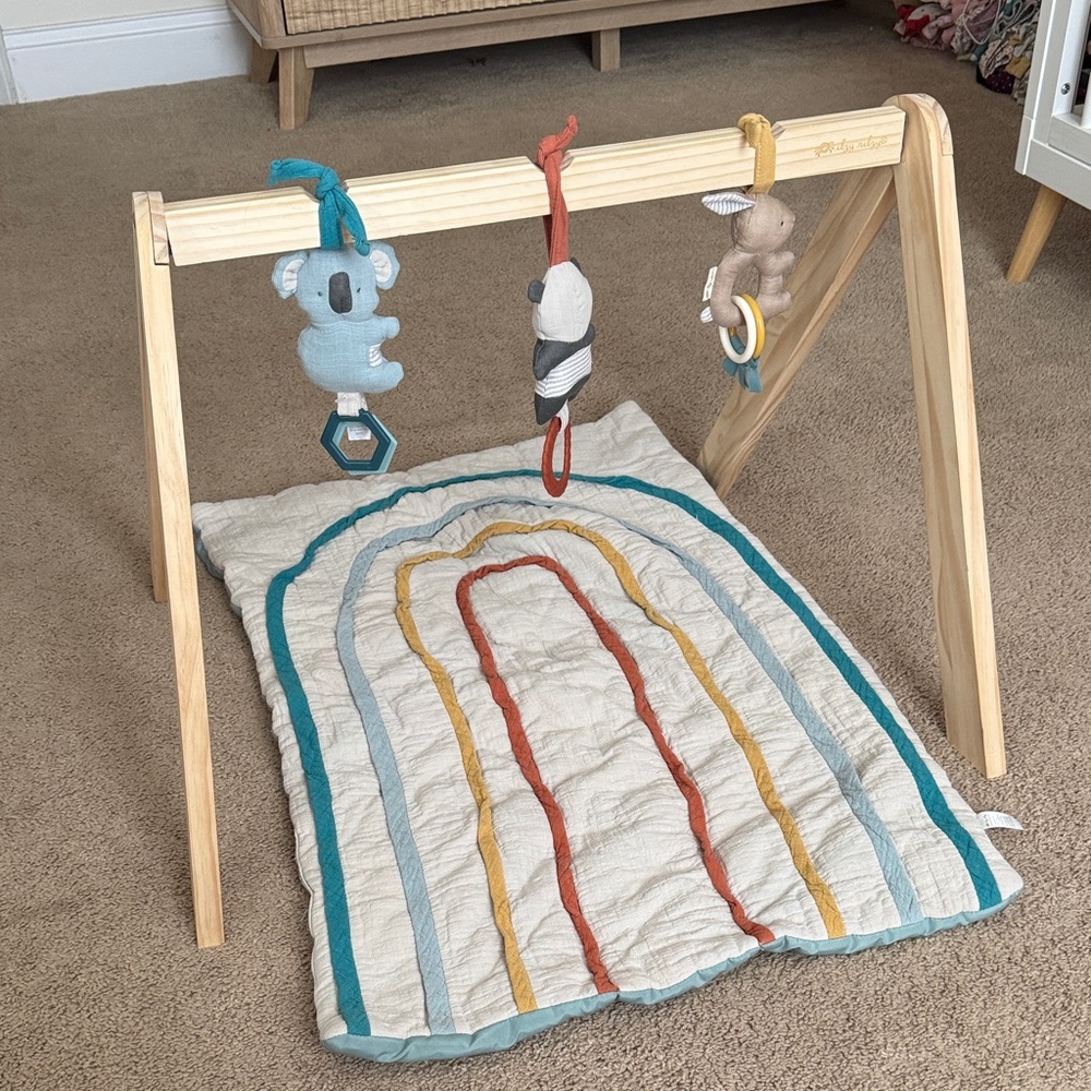 Itzy Ritzy Wooden Play Gym with Colorful Hanging Toys